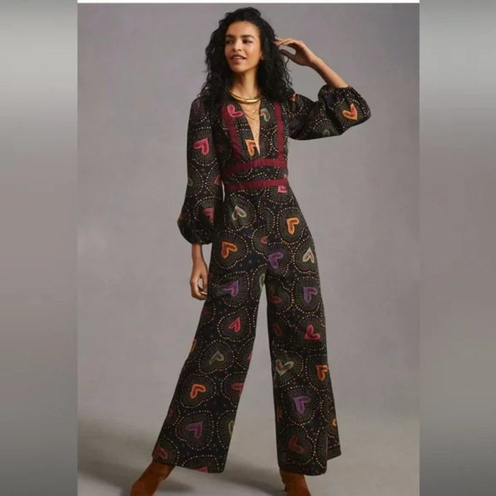 FARM Rio Colorful Heart Pattern Jumpsuit